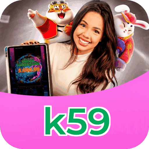Interface do aplicativo k59 mostrando jogos disponíveis no iOS e Android
